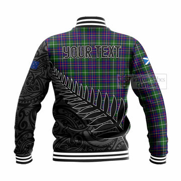 Tartan Vibes Clothing Inglis Crest Tartan Baseball Jacket with New Zealand Silver Fern Half Style
