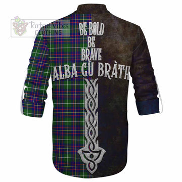 Inglis Tartan Family Crest Ghillie Kilt Shirt Alba Gu Brath Be Brave Lion Ancient Style - Tartan Vibes Clothing