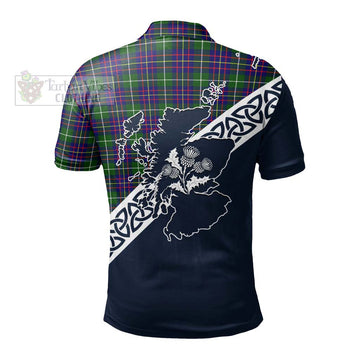 Inglis Tartan Polo Shirt Featuring Thistle and Scotland Map - Tartanvibesclothing Store