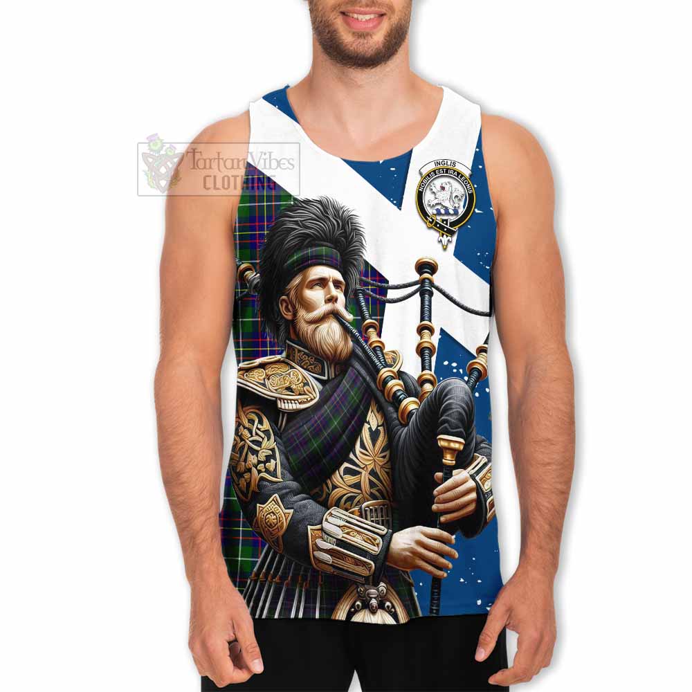 Inglis Tartan Men's Tank Top with Family Crest Scottish Bagpiper Vibes - Tartan Vibes Clothing