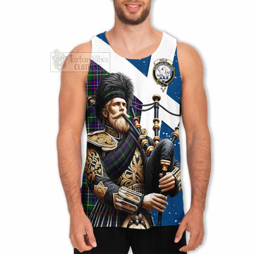 Inglis Tartan Men's Tank Top with Family Crest Scottish Bagpiper Vibes - Tartan Vibes Clothing