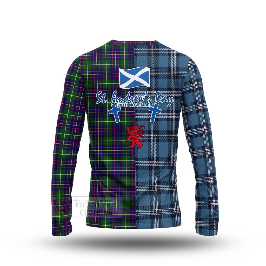 Inglis Tartan Long Sleeve T-Shirt Happy St. Andrew's Day Half Tartan Style - Tartan Vibes Clothing