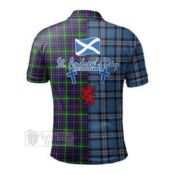 Inglis Tartan Polo Shirt Happy St. Andrew's Day Half Tartan Style - Tartan Vibes Clothing