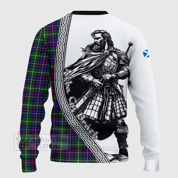 Inglis Tartan Clan Crest Knitted Sweater with Highlander Warrior Celtic Style - Tartan Vibes Clothing