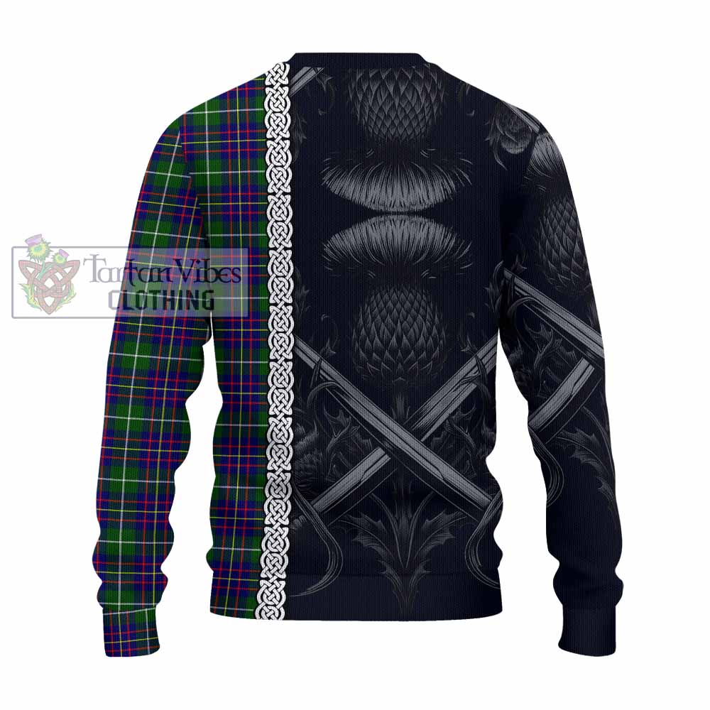 Inglis Tartan Knitted Sweater with Family Crest Cross Sword Thistle Celtic Vibes - Tartan Vibes Clothing