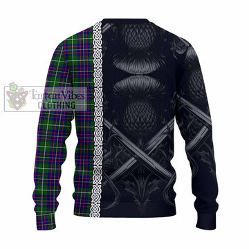 Inglis Tartan Knitted Sweater with Family Crest Cross Sword Thistle Celtic Vibes - Tartan Vibes Clothing