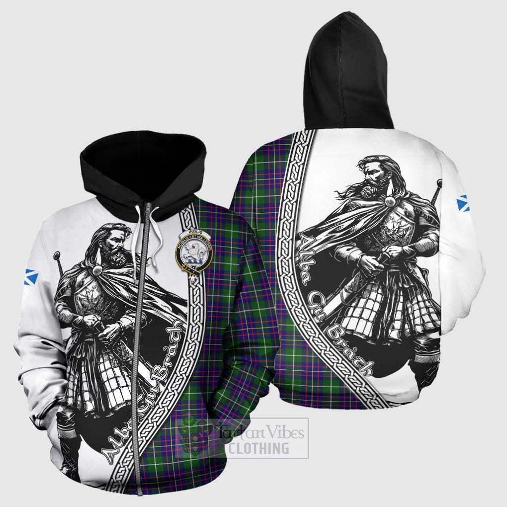 Inglis Tartan Clan Crest Hoodie with Highlander Warrior Celtic Style - Tartan Vibes Clothing