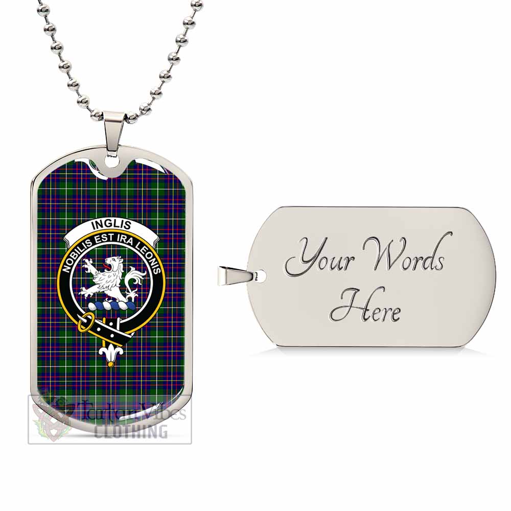 Inglis Tartan Dog Tag Necklace with Family Crest Silver Yes - Tartan Vibes Clothing