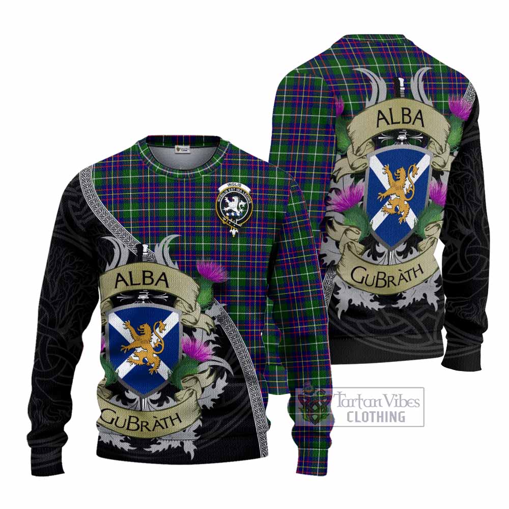 Inglis Tartan Family Crest Knitted Sweater Lion Rampant Royal Thistle Shield Celtic Inspired - Tartan Vibes Clothing