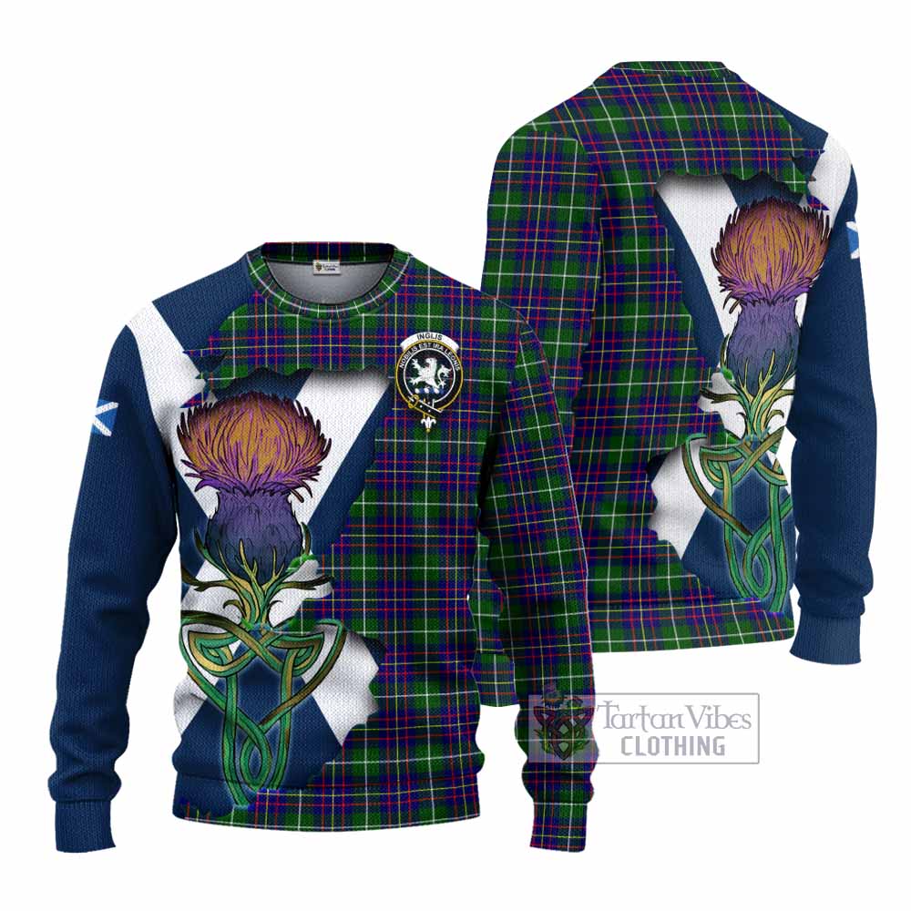 Inglis Tartan Family Crest Knitted Sweater Scottish Thistle Celtic Inspired - Tartan Vibes Clothing