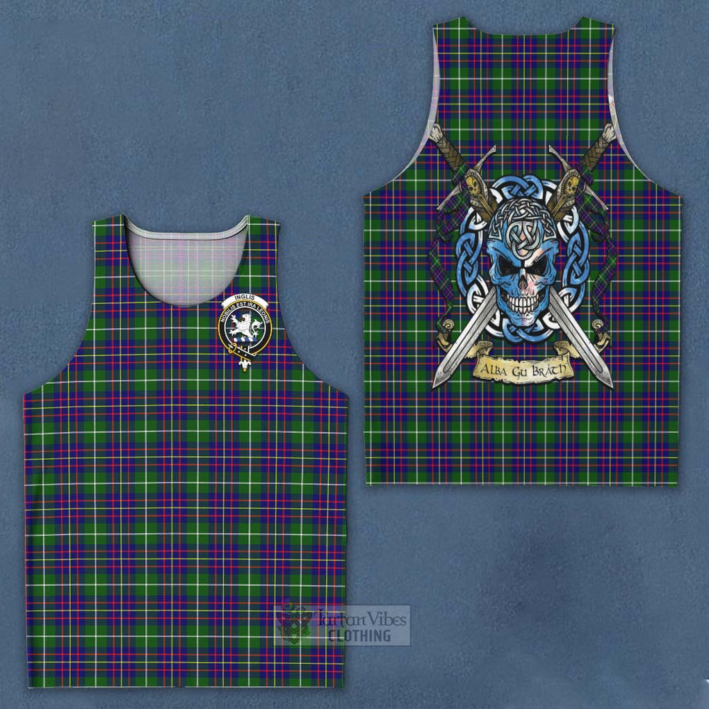 Inglis Tartan Men's Tank Top with Family Crest Celtic Skull Style - Tartan Vibes Clothing