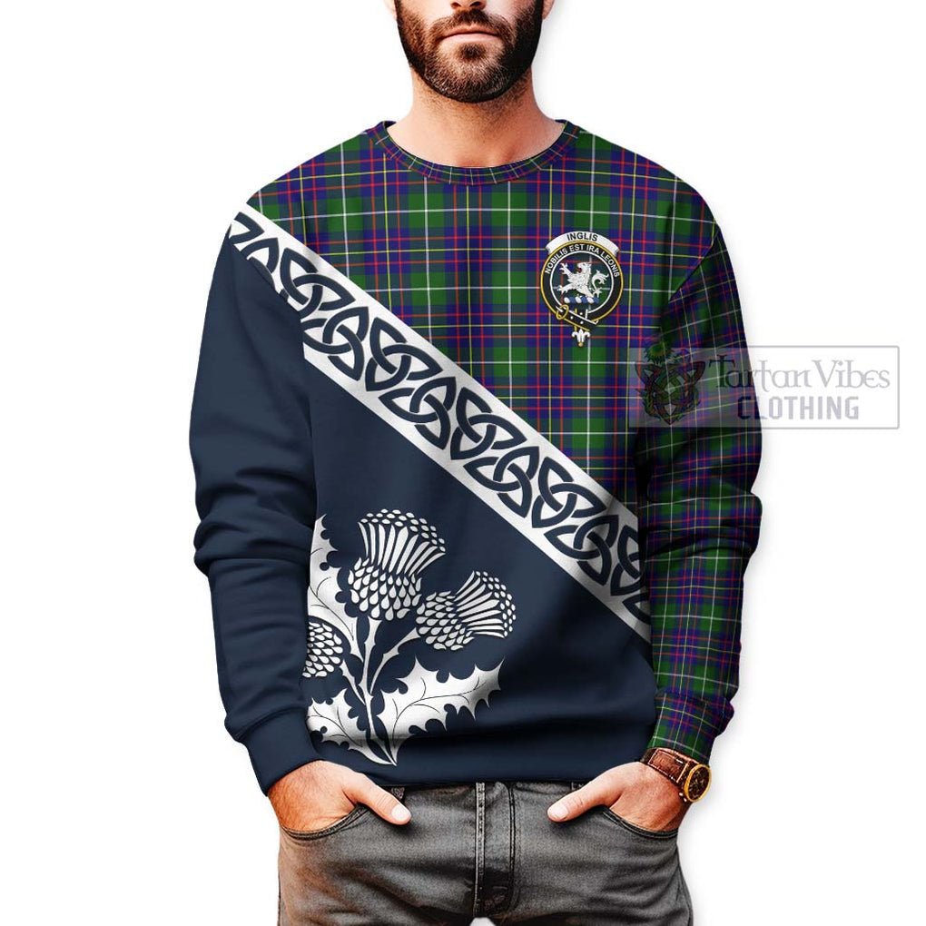Inglis Tartan Sweatshirt Featuring Thistle and Scotland Map - Tartan Vibes Clothing