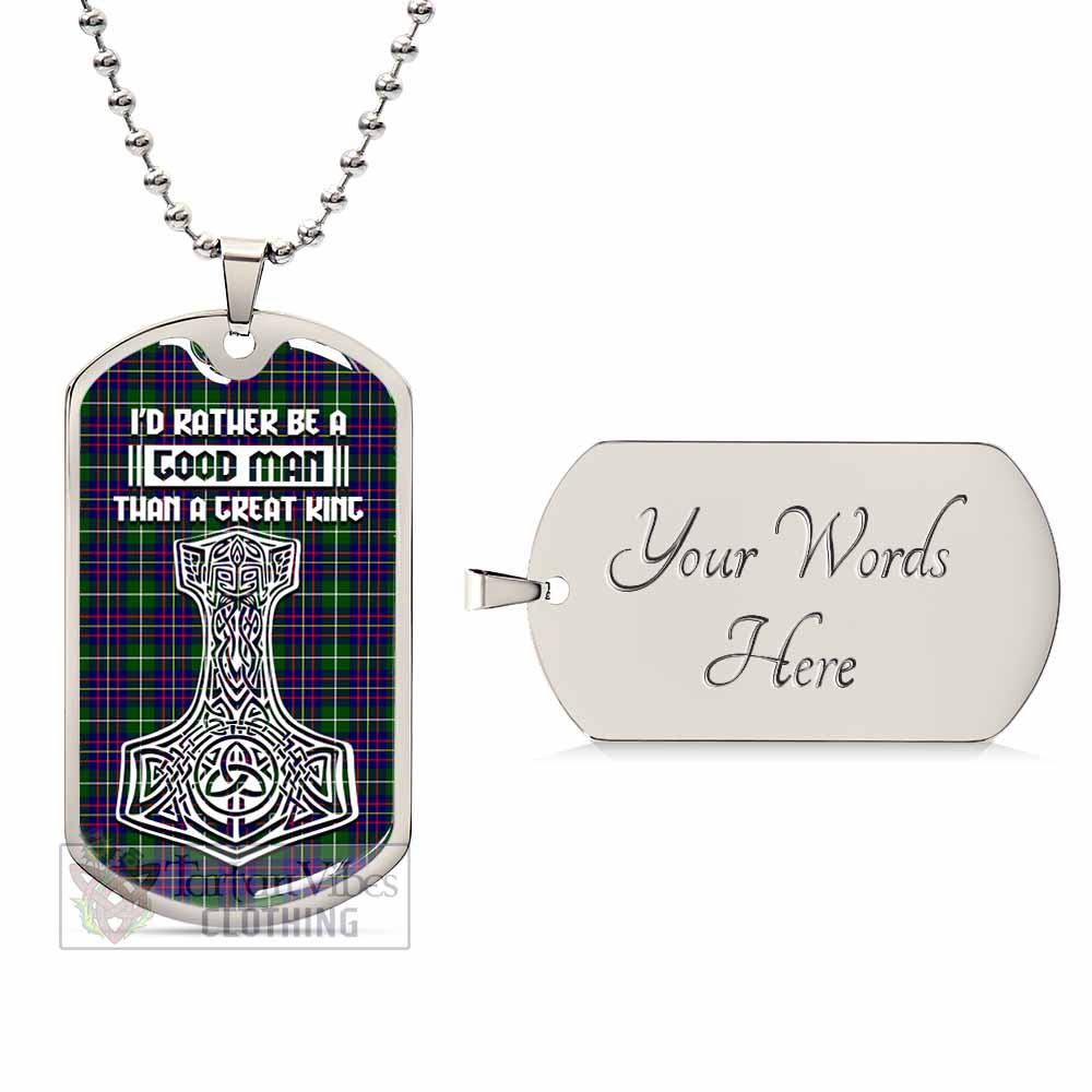 Inglis Tartan Dog Tag Necklace Viking Mjolnir Style Silver Yes - Tartan Vibes Clothing