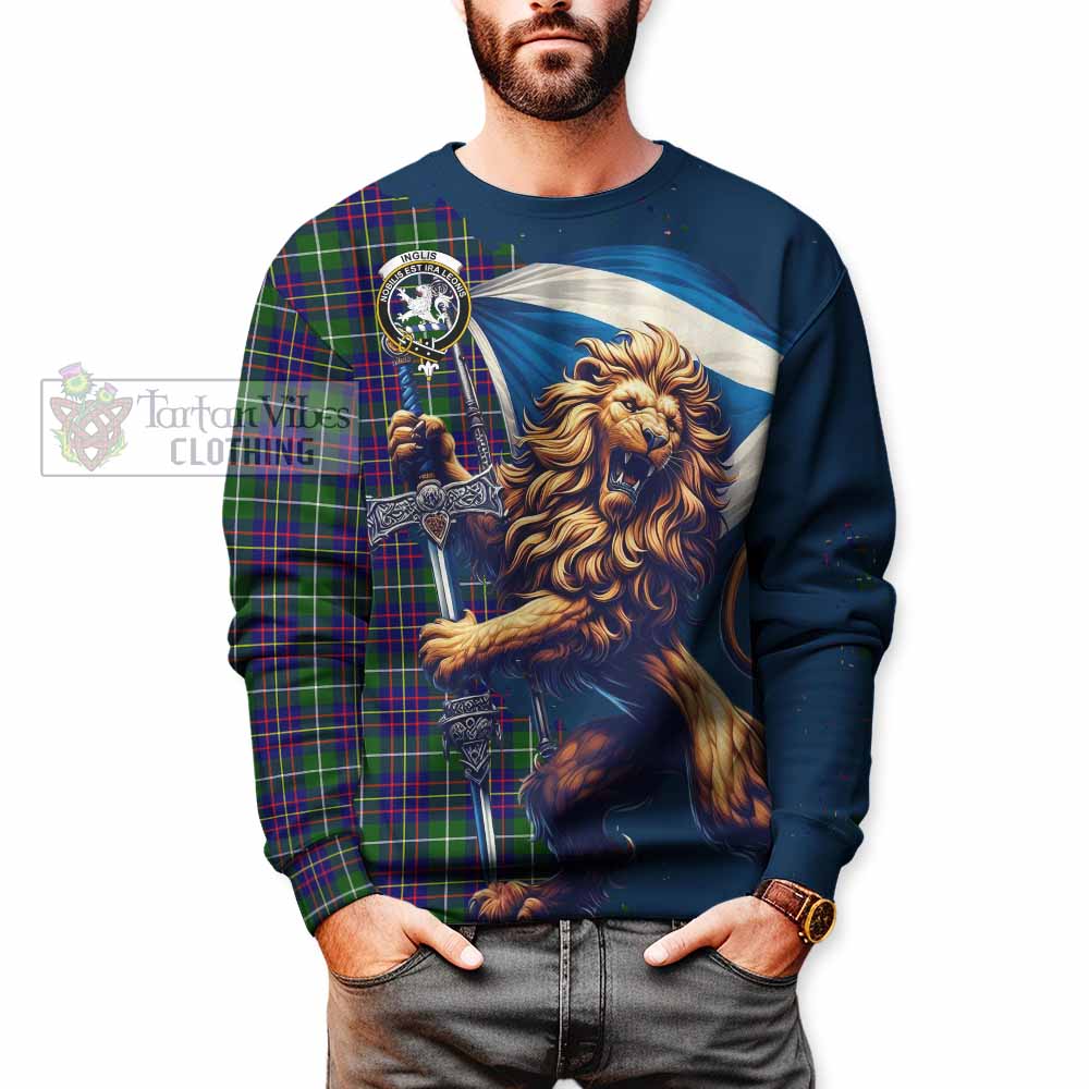 Inglis Tartan Family Crest Sweatshirt with Scottish Majestic Lion - Tartan Vibes Clothing
