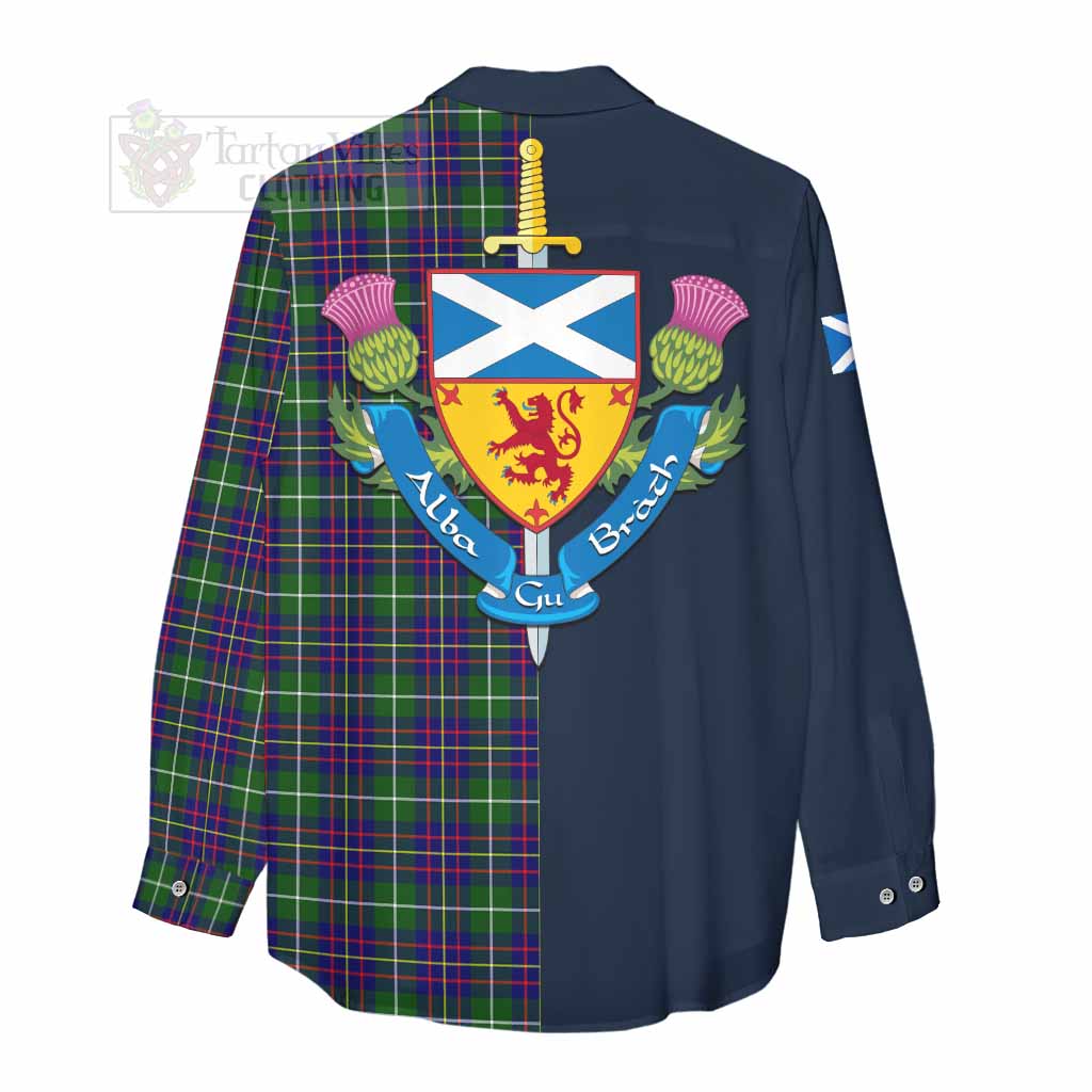 Inglis Tartan Women's Casual Shirt Alba with Scottish Lion Royal Arm Half Style - Tartan Vibes Clothing