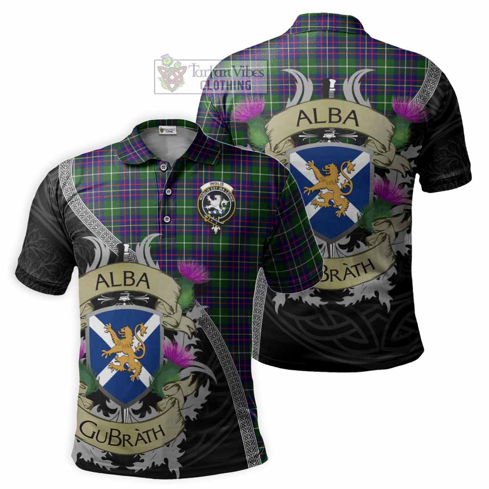 Inglis Tartan Family Crest Polo Shirt Lion Rampant Royal Thistle Shield Celtic Inspired - Tartan Vibes Clothing