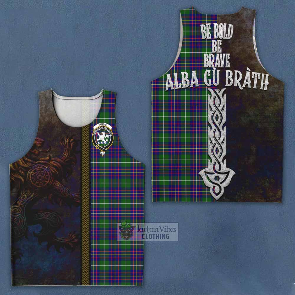 Inglis Tartan Family Crest Men's Tank Top Alba Gu Brath Be Brave Lion Ancient Style - Tartan Vibes Clothing