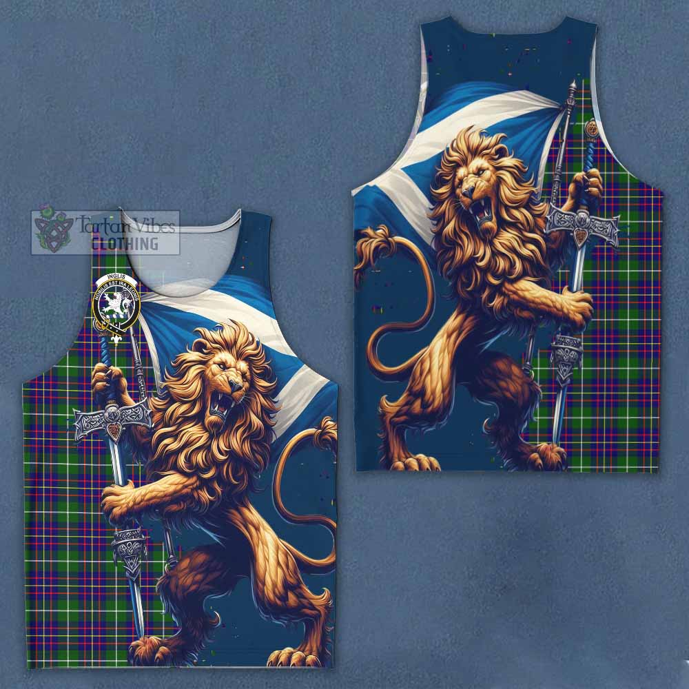 Inglis Tartan Family Crest Men's Tank Top with Scottish Majestic Lion - Tartan Vibes Clothing