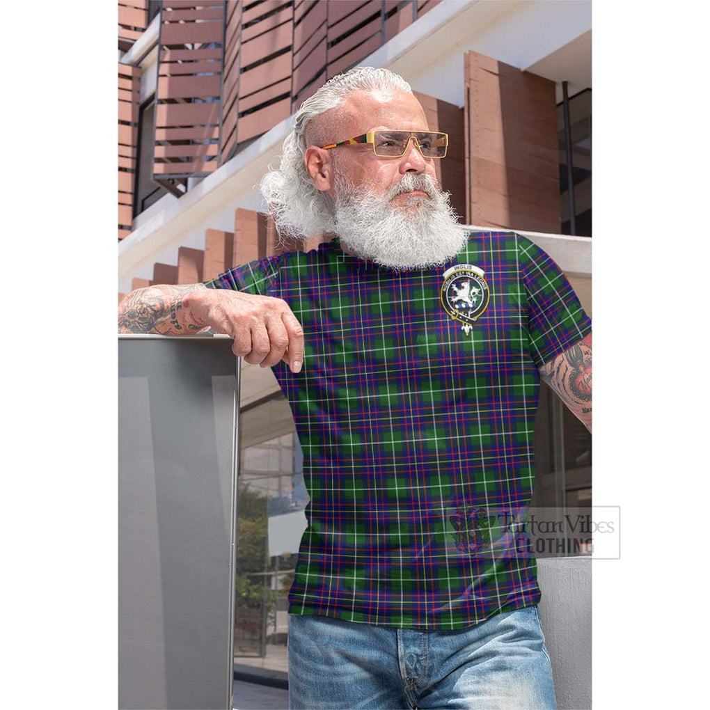 Inglis Tartan Cotton T-shirt with Family Crest Celtic Skull Style - Tartan Vibes Clothing