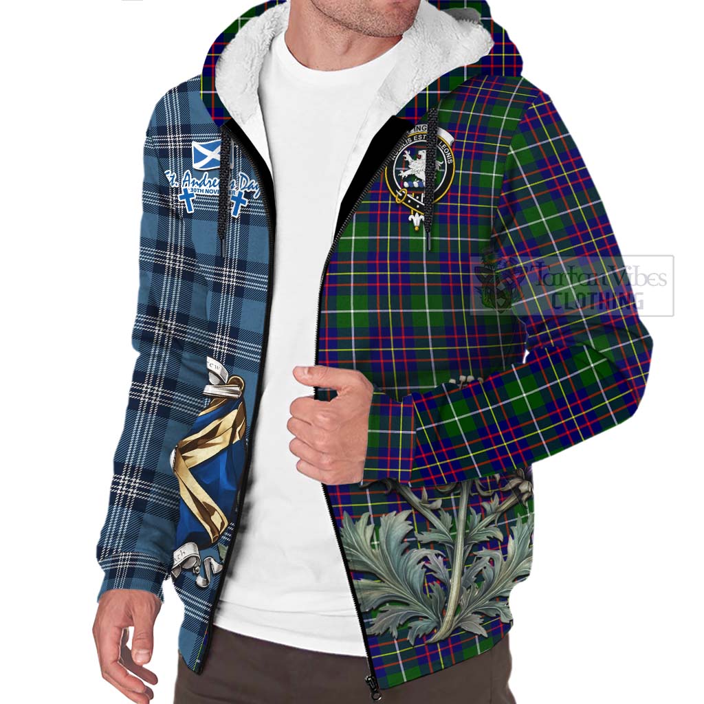 Inglis Tartan Sherpa Hoodie Happy St. Andrew's Day Half Tartan Style Unisex - Tartan Vibes Clothing