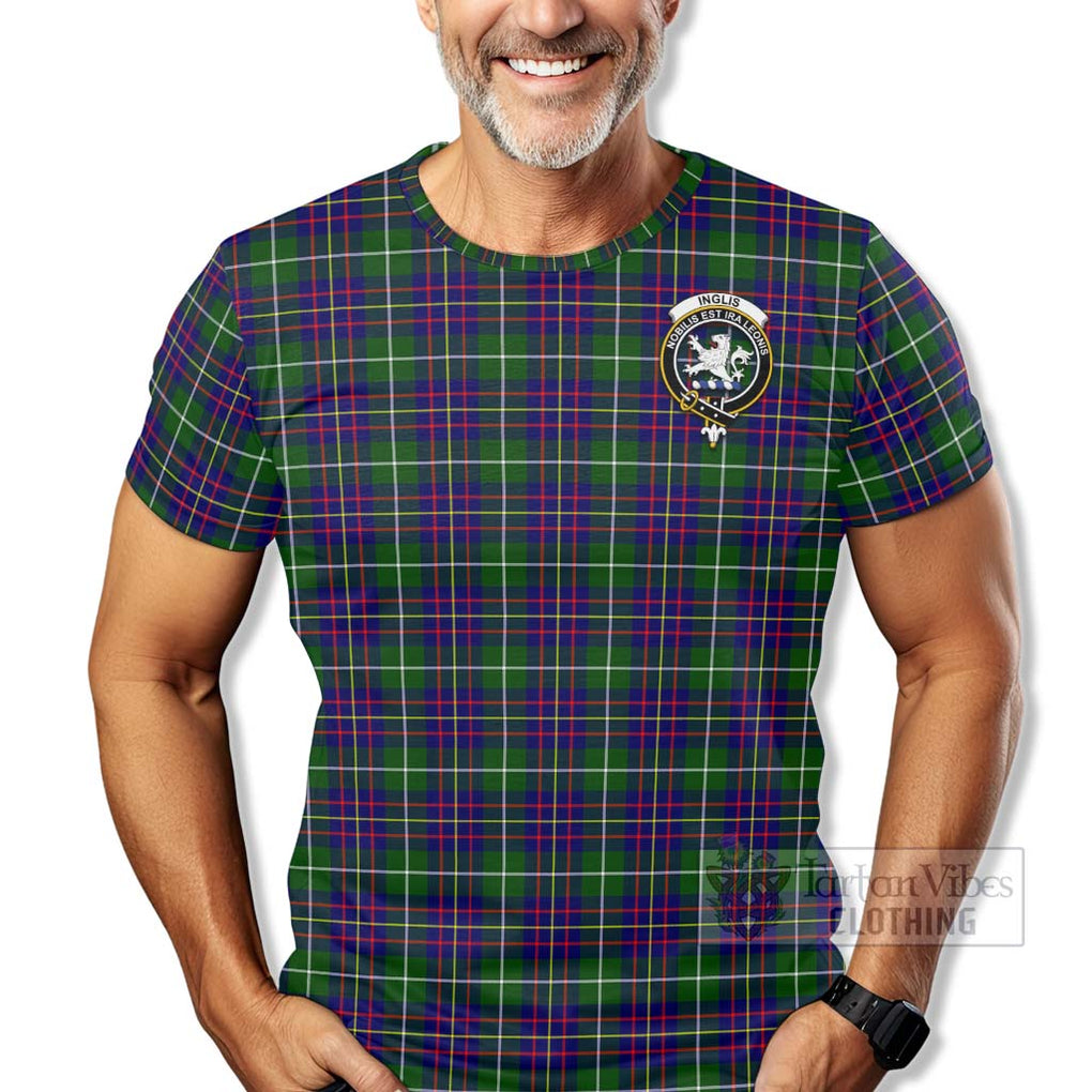 Tartan Vibes Clothing Inglis Tartan T-Shirt with Family Crest Celtic Skull Style