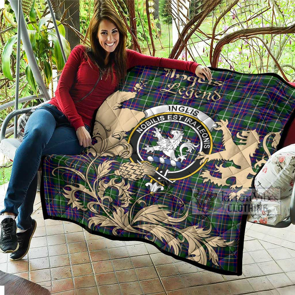 Tartan Vibes Clothing Inglis Tartan Quilt with Family Crest and Scottish Symbol Style