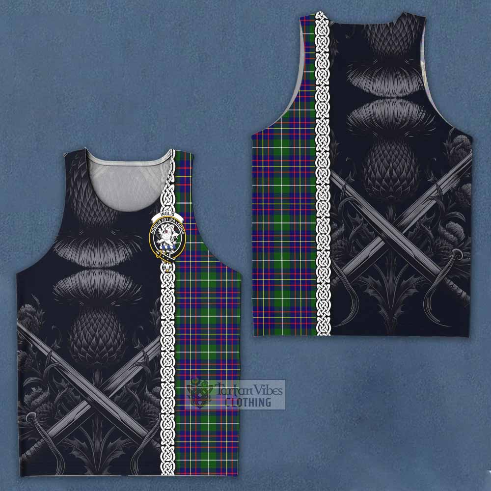 Inglis Tartan Men's Tank Top with Family Crest Cross Sword Thistle Celtic Vibes - Tartan Vibes Clothing