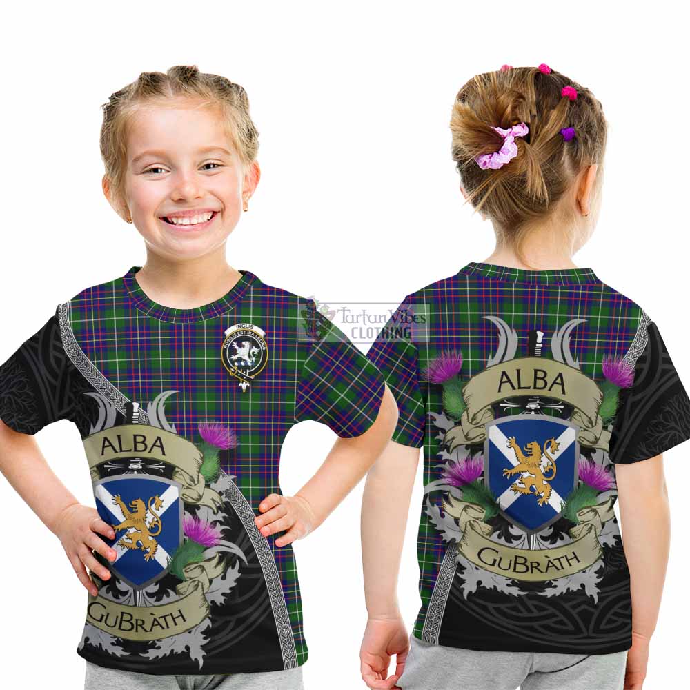 Inglis Tartan Family Crest Kid T-Shirt Lion Rampant Royal Thistle Shield Celtic Inspired - Tartan Vibes Clothing