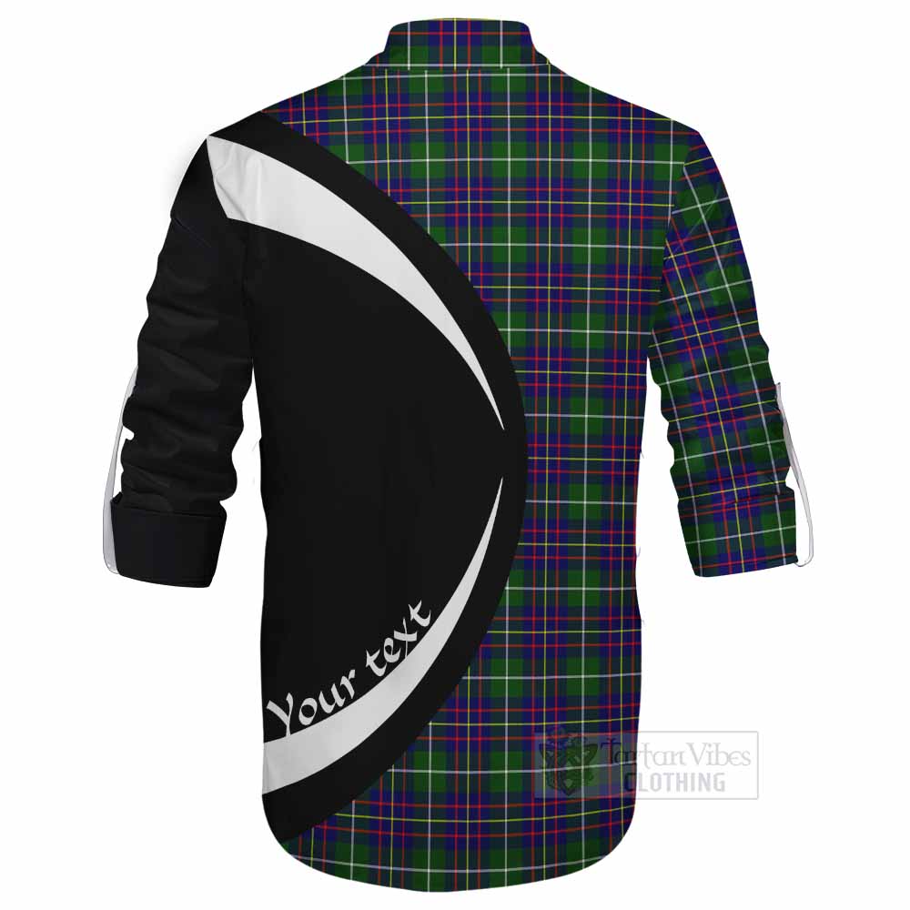 Inglis Tartan Ghillie Kilt Shirt with Family Crest Circle Style - Tartan Vibes Clothing