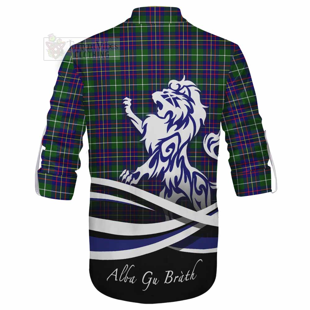 Inglis Tartan Ghillie Kilt Shirt with Alba Gu Brath Regal Lion Emblem - Tartan Vibes Clothing