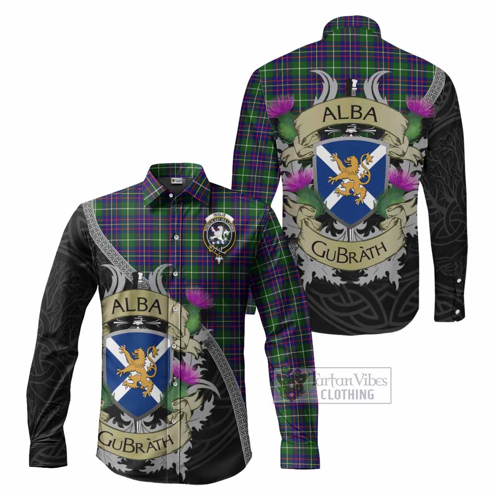 Inglis Tartan Family Crest Long Sleeve Button Shirt Lion Rampant Royal Thistle Shield Celtic Inspired - Tartan Vibes Clothing