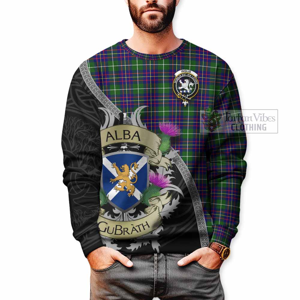 Inglis Tartan Family Crest Sweatshirt Lion Rampant Royal Thistle Shield Celtic Inspired - Tartan Vibes Clothing