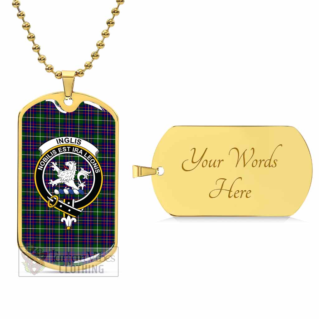 Inglis Tartan Dog Tag Necklace with Family Crest Gold Yes - Tartan Vibes Clothing