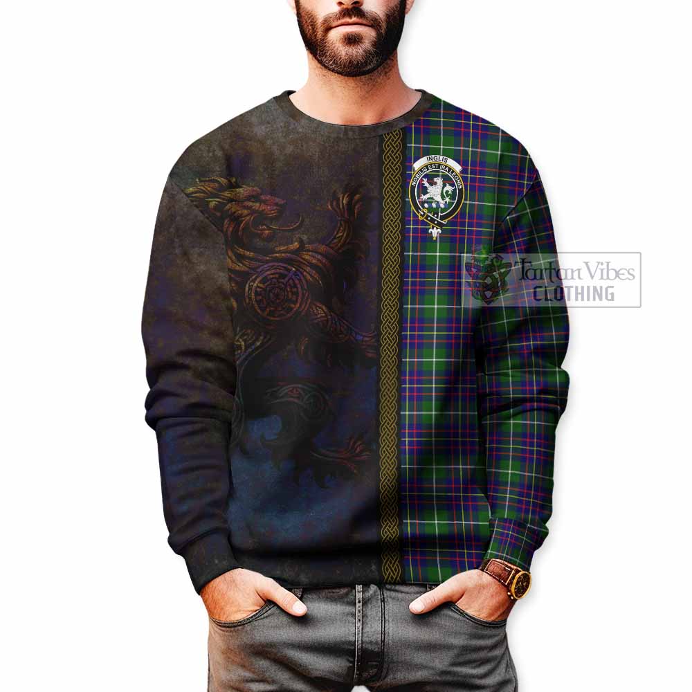 Inglis Tartan Family Crest Sweatshirt Alba Gu Brath Be Brave Lion Ancient Style - Tartan Vibes Clothing