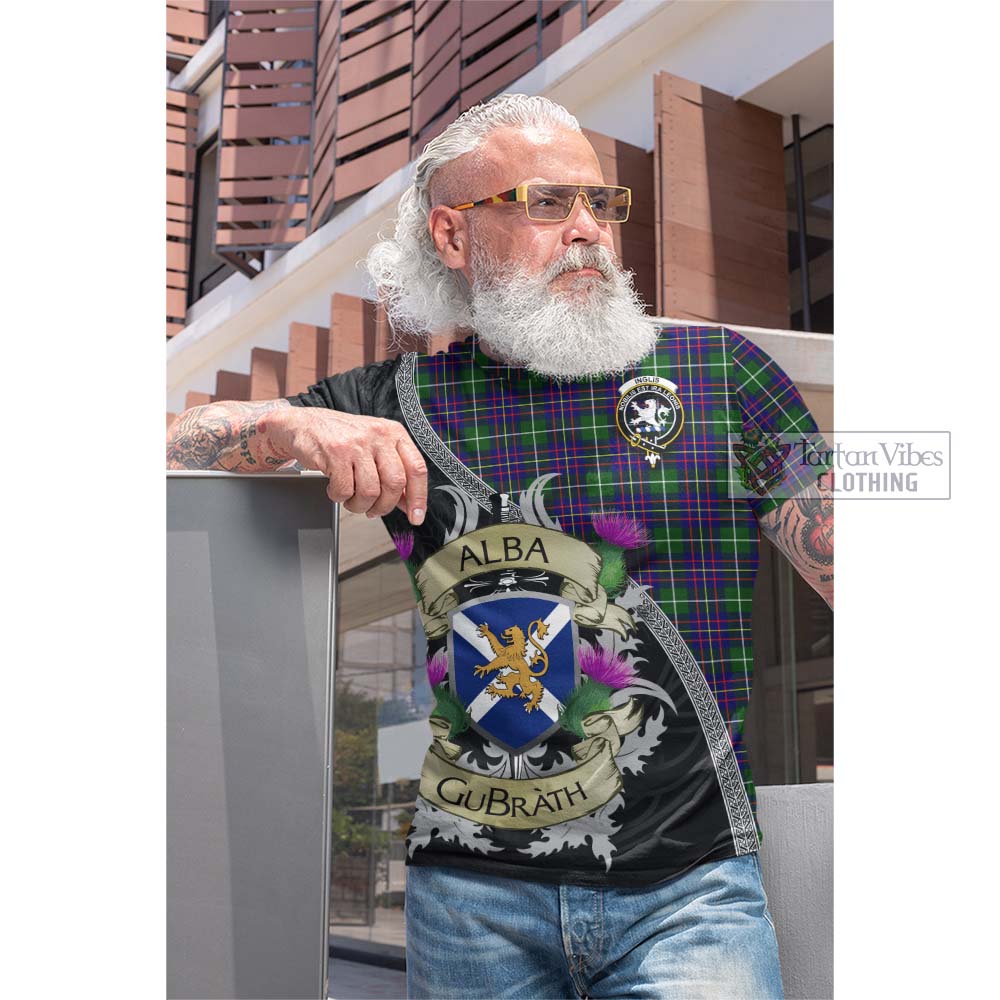 Inglis Tartan Family Crest Cotton T-shirt Lion Rampant Royal Thistle Shield Celtic Inspired - Tartan Vibes Clothing