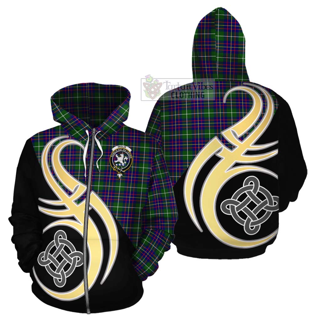 Inglis Tartan Cotton Hoodie with Family Crest and Celtic Symbol Style - Tartan Vibes Clothing