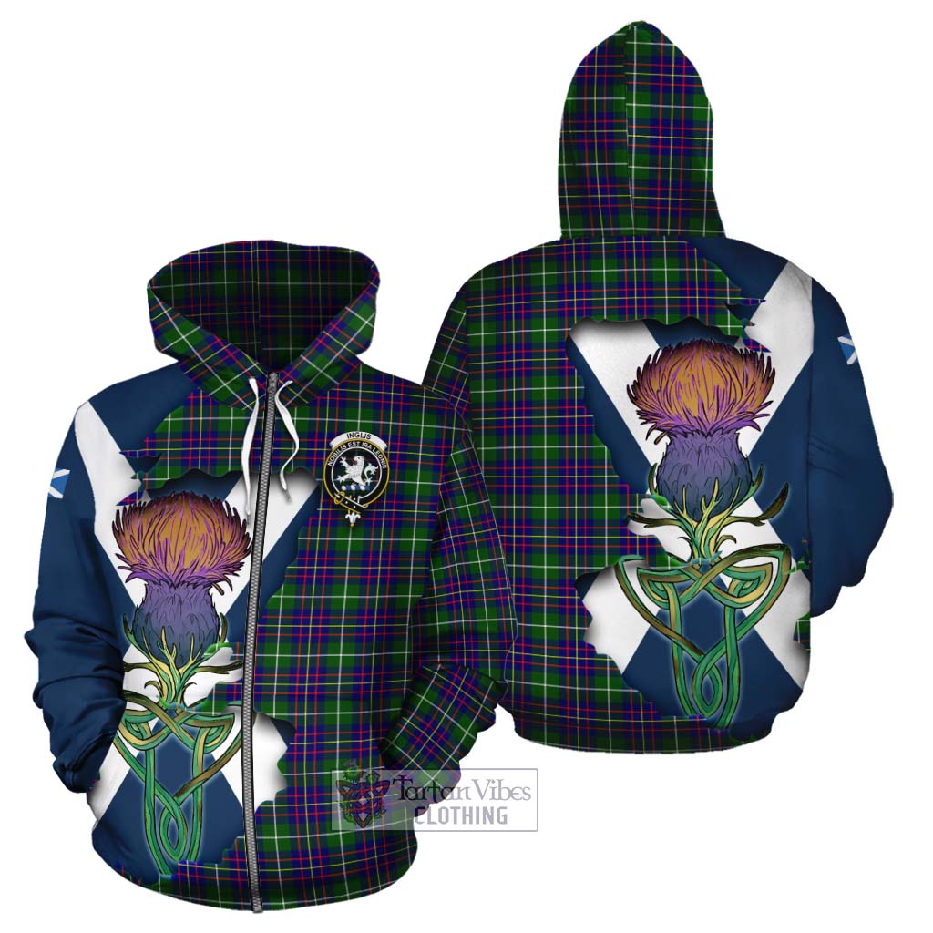 Inglis Tartan Family Crest Cotton Hoodie Scottish Thistle Celtic Inspired Zip Hoodie - Tartan Vibes Clothing