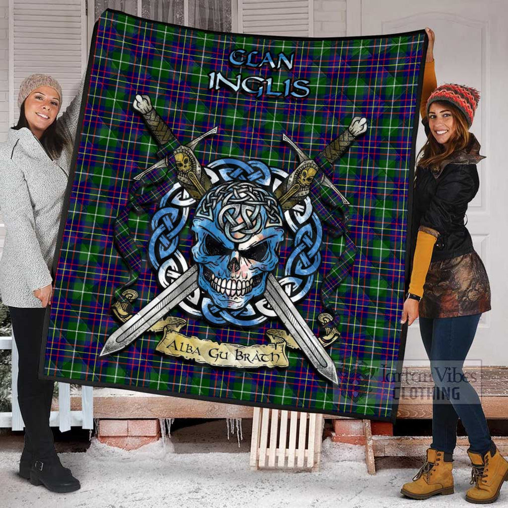 Inglis Tartan Quilt with Celtic Skull Alba Gu Brath Style - Tartan Vibes Clothing