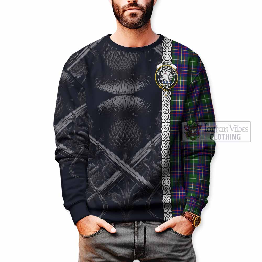 Inglis Tartan Sweatshirt with Family Crest Cross Sword Thistle Celtic Vibes - Tartan Vibes Clothing