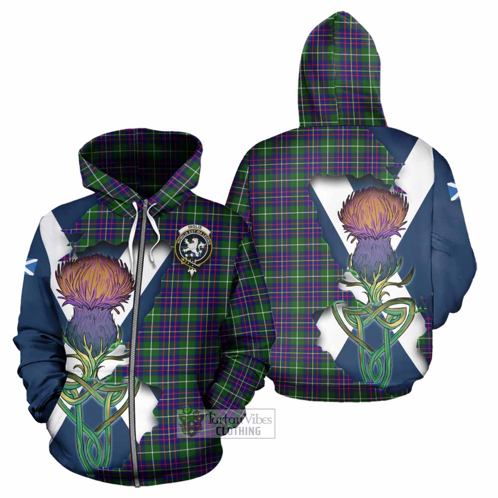 Inglis Tartan Family Crest Hoodie Scottish Thistle Celtic Inspired Zip Hoodie - Tartan Vibes Clothing