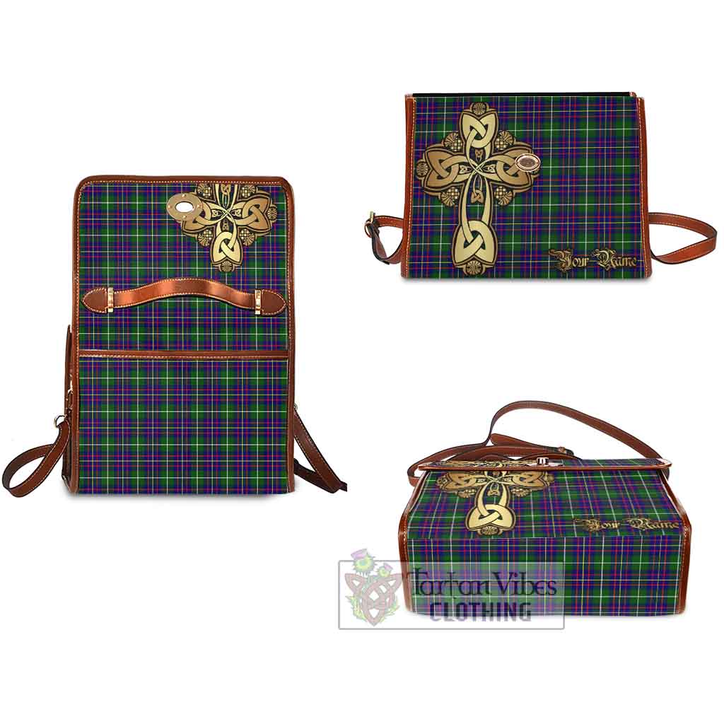 Tartan Vibes Clothing Inglis Tartan Waterproof Canvas Bag Golden Thistle Celtic Cross Style