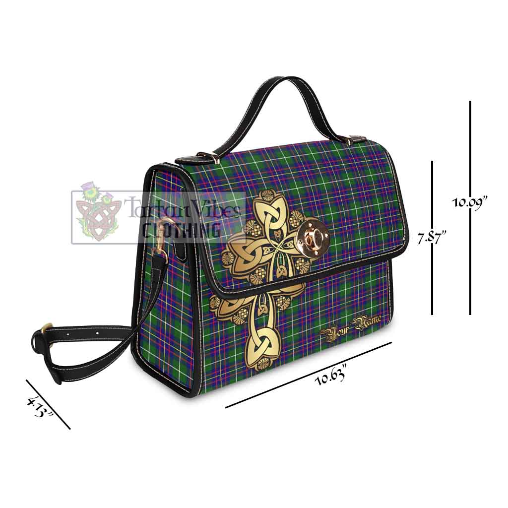 Tartan Vibes Clothing Inglis Tartan Waterproof Canvas Bag Golden Thistle Celtic Cross Style