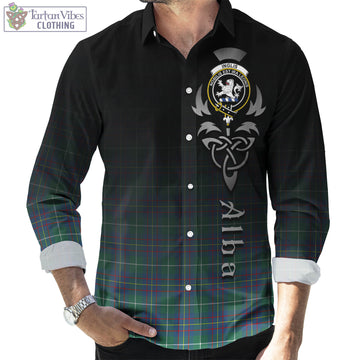 Inglis Ancient Tartan Long Sleeve Button Up Featuring Alba Gu Brath Family Crest Celtic Inspired