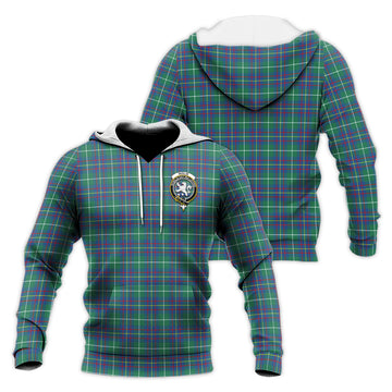 Inglis Ancient Tartan Knitted Hoodie with Family Crest
