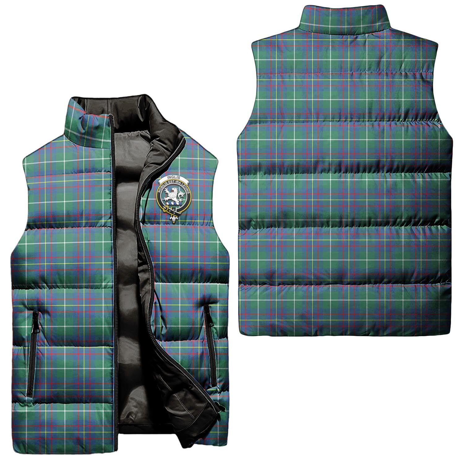 Inglis Ancient Tartan Sleeveless Puffer Jacket with Family Crest Unisex - Tartanvibesclothing