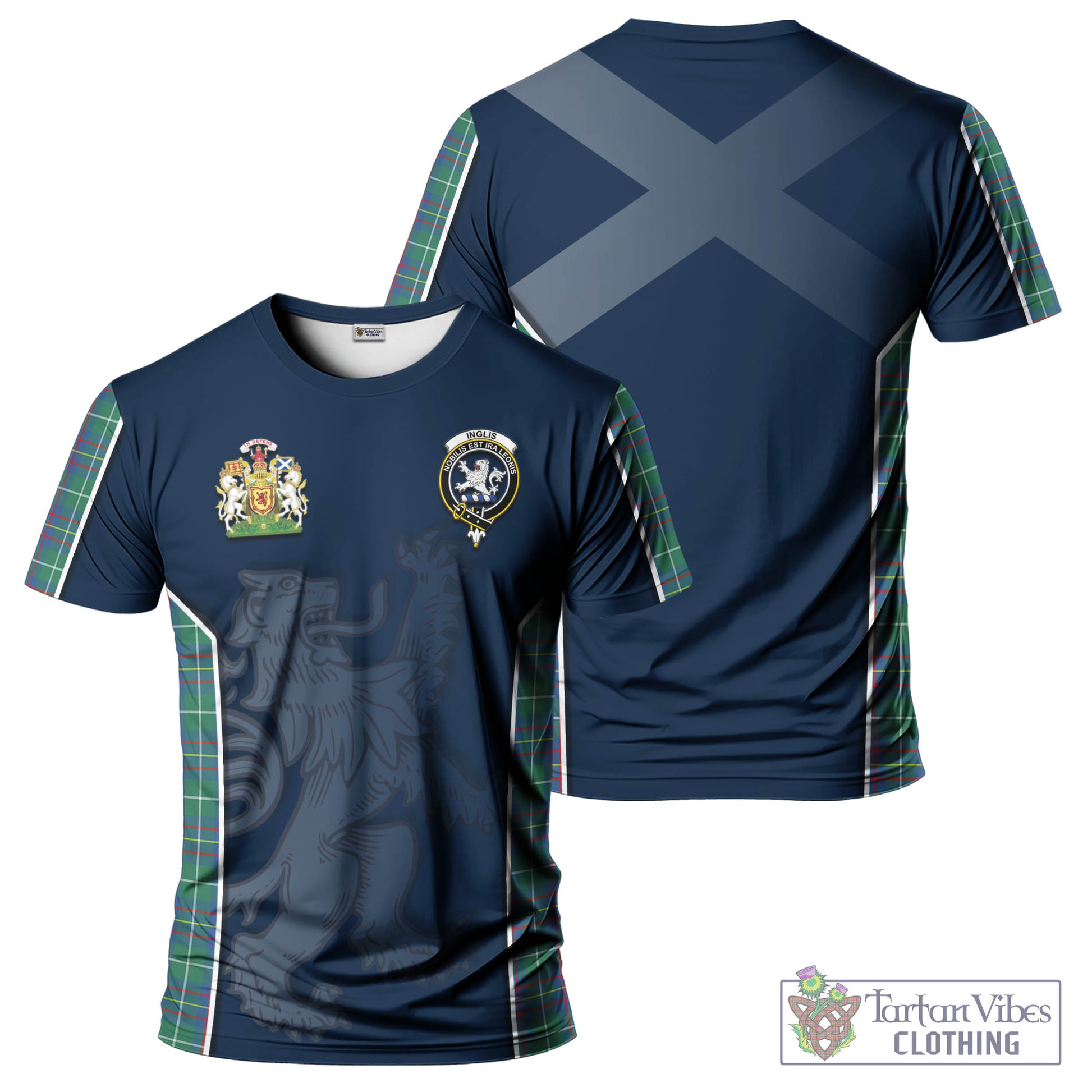 Tartan Vibes Clothing Inglis Ancient Tartan T-Shirt with Family Crest and Lion Rampant Vibes Sport Style