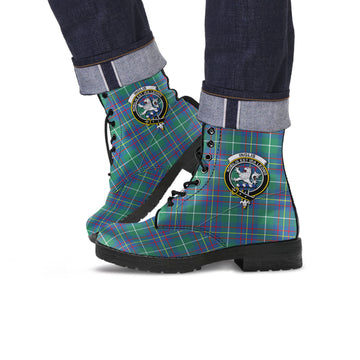 Inglis Ancient Tartan Leather Boots with Family Crest