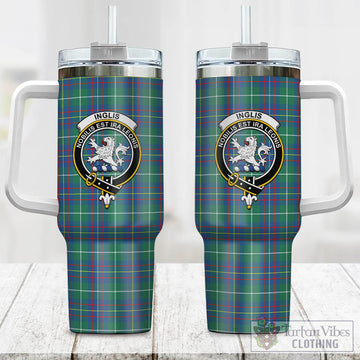 Inglis Ancient Tartan and Family Crest Tumbler with Handle