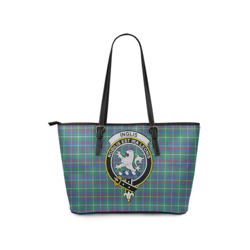 Inglis Ancient Tartan Leather Tote Bag with Family Crest