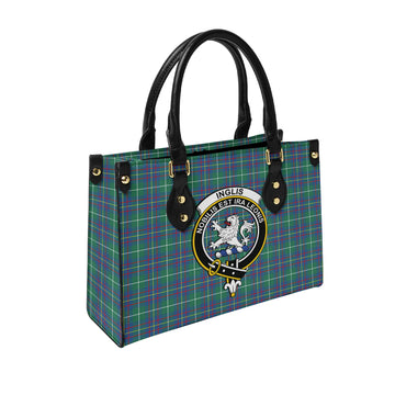 Inglis Ancient Tartan Leather Bag with Family Crest